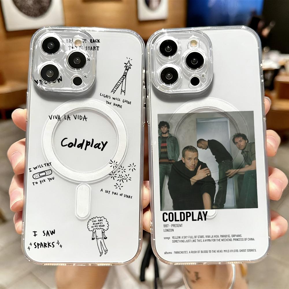 Phone Cases Iphone 13 - Capa de Celular Transparente Magnética C-Coldplay