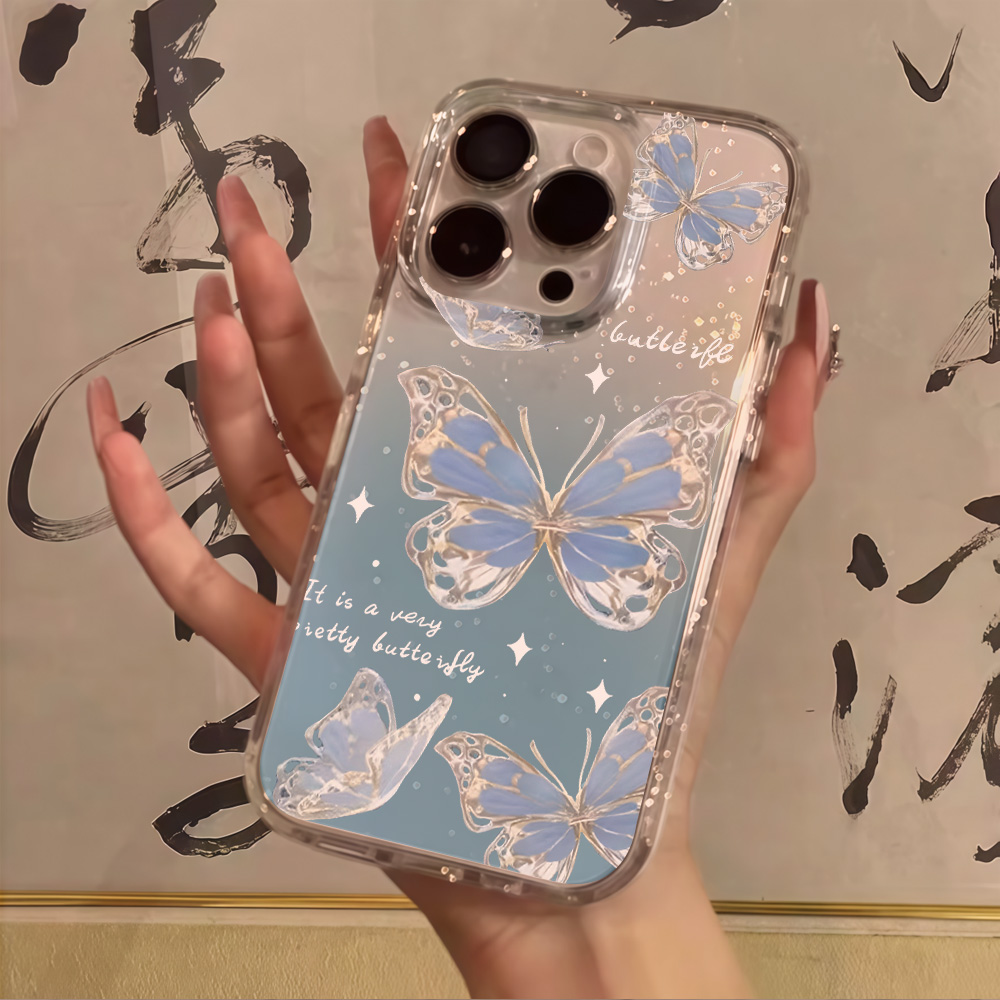 Phone Cases Iphone 13 - Capa de Celular Luxuosa Azul Borboleta
